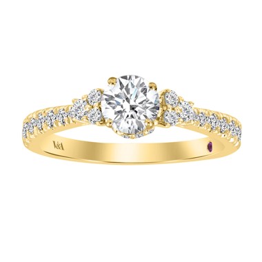 18K YELLOW GOLD 1.00CT ROUND DIAMOND LADIES RING(CENTER STONE ROUND DIAMOND 5/8CT)