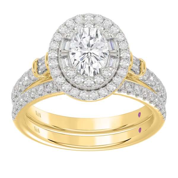 18K YELLOW GOLD 1 1/2CT ROUND/OVAL DIAMOND LADIES ...