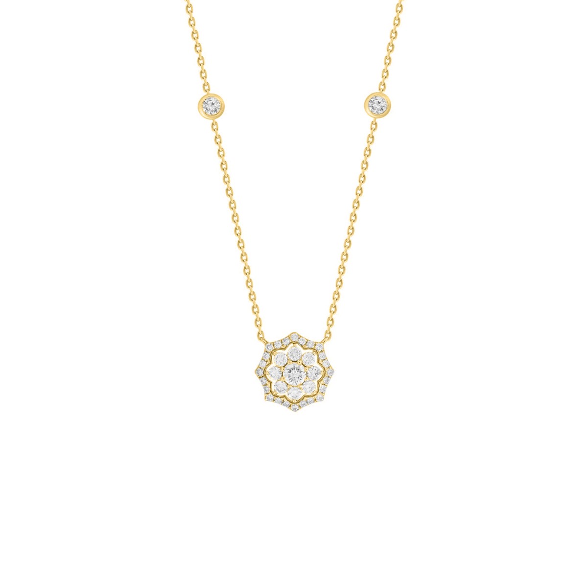 18K YELLOW GOLD 1CT ROUND DIAMOND LADIES NECKLACE 