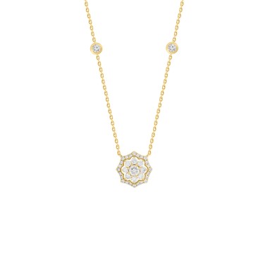 18K YELLOW GOLD 1CT ROUND DIAMOND LADIES NECKLACE 