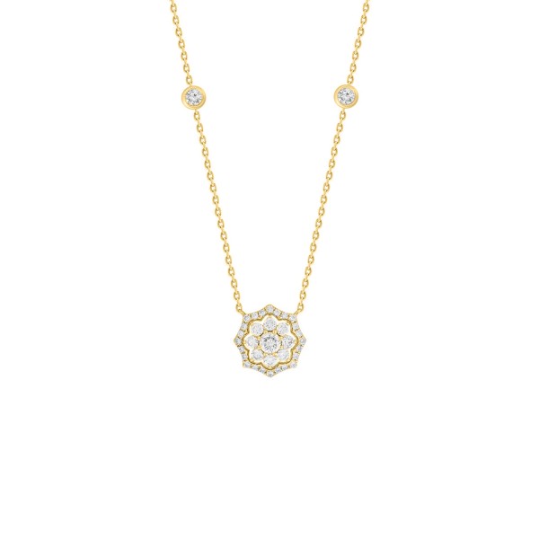 18K YELLOW GOLD 1CT ROUND DIAMOND LADIES NECKLACE ...