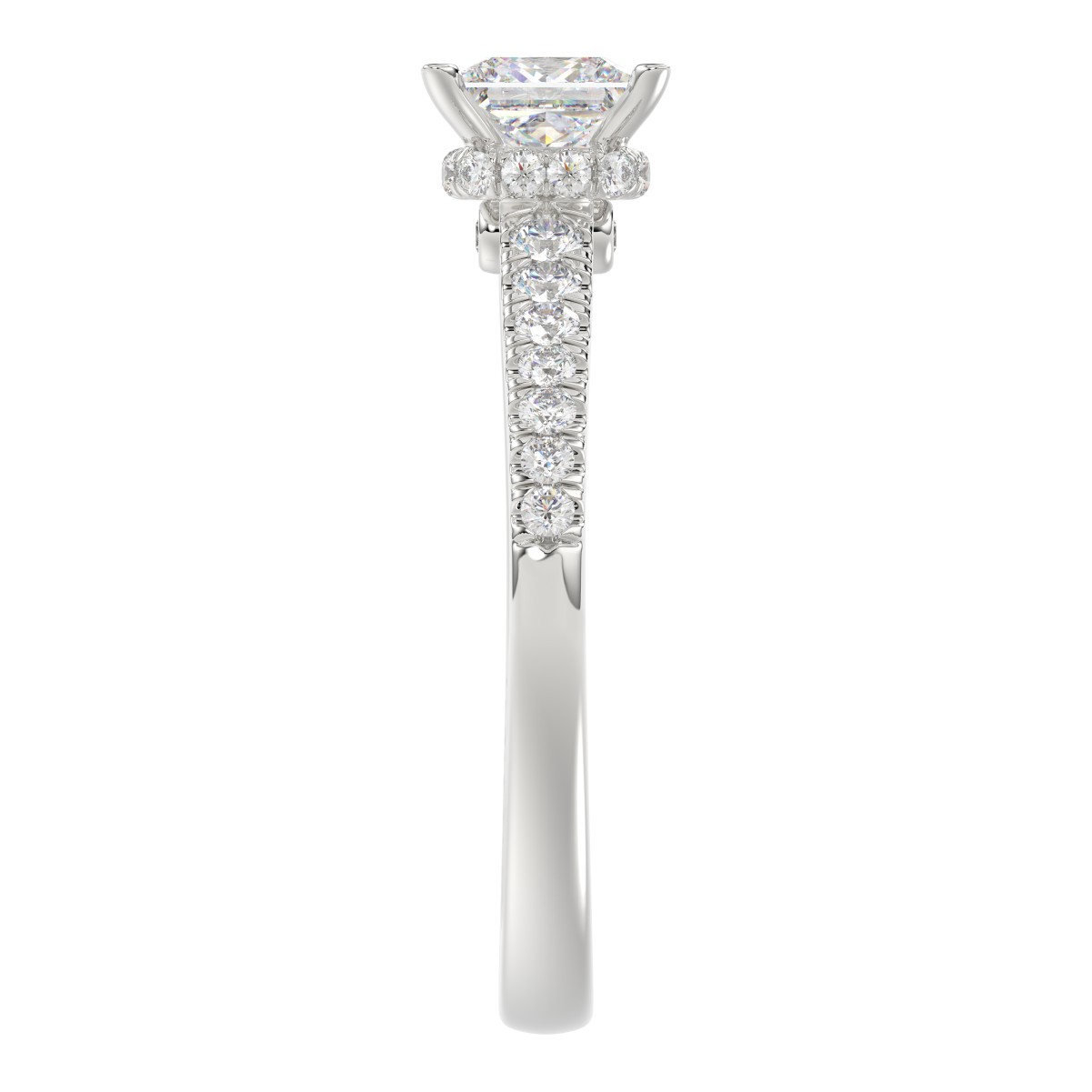 18K WHITE GOLD 1CT ROUND/PRINCES DIAMOND LADIES RING(CENTER STONE PRINCES DIAMOND 3/4CT)