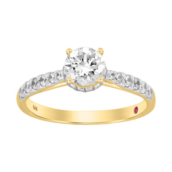 18K YELLOW GOLD 1 1/4CT ROUND DIAMOND LADIES RING(...