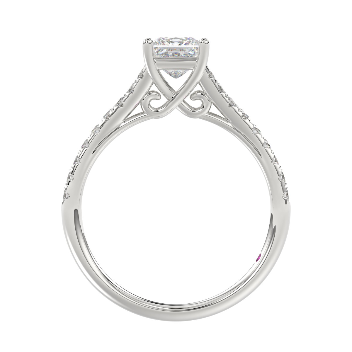18K WHITE GOLD 1CT ROUND/PRINCESS DIAMOND LADIES RING(CENTER STONE PRINCESS DIAMOND 3/4CT)