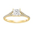 18K YELLOW GOLD 1CT ROUND/PRINCESS DIAMOND LADIES RING (CENTER STONE PRINCESS DIAMOND 3/4CT)