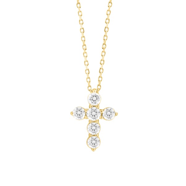 18K YELLOW GOLD 1CT ROUND DIAMOND LADIES PENDANT W...