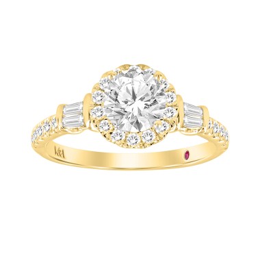18K YELLOW GOLD 1 1/4CT ROUND/BAGUETTE DIAMOND LADIES RING(CENTER STONE ROUND DIAMOND 3/4CT)