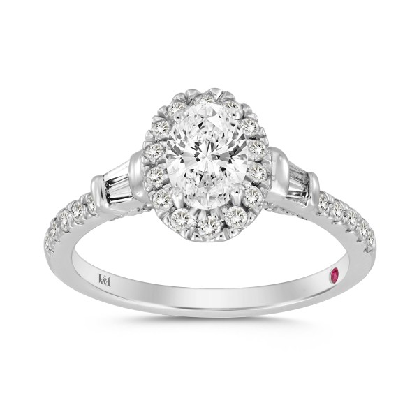 18K WHITE GOLD 1 1/4CT ROUND/BAGUETTE/OVAL DIAMOND...