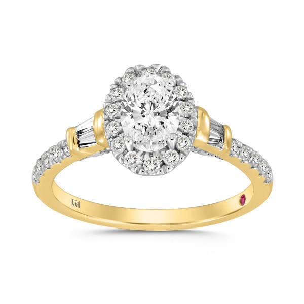 18K YELLOW GOLD 1 1/4CT ROUND/BAGUETTE/OVAL DIAMON...