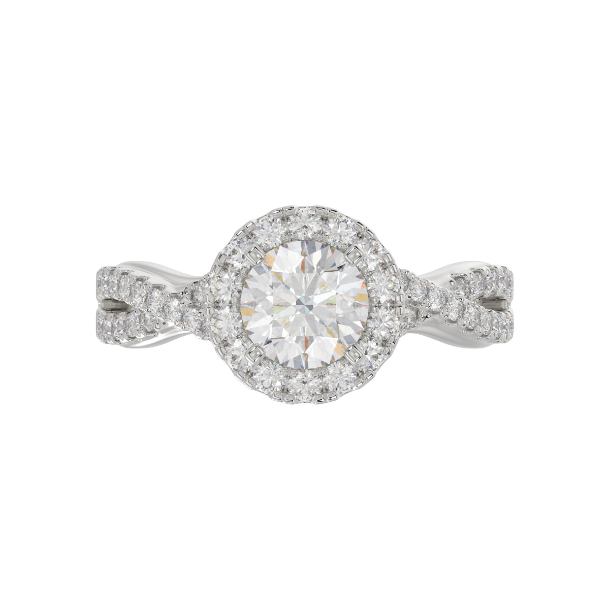 18K WHITE GOLD 1/2CT ROUND DIAMOND LADIES SEMI MOUNT RING(CENTER STONE MOUNT ROUND DIAMOND 1CT)