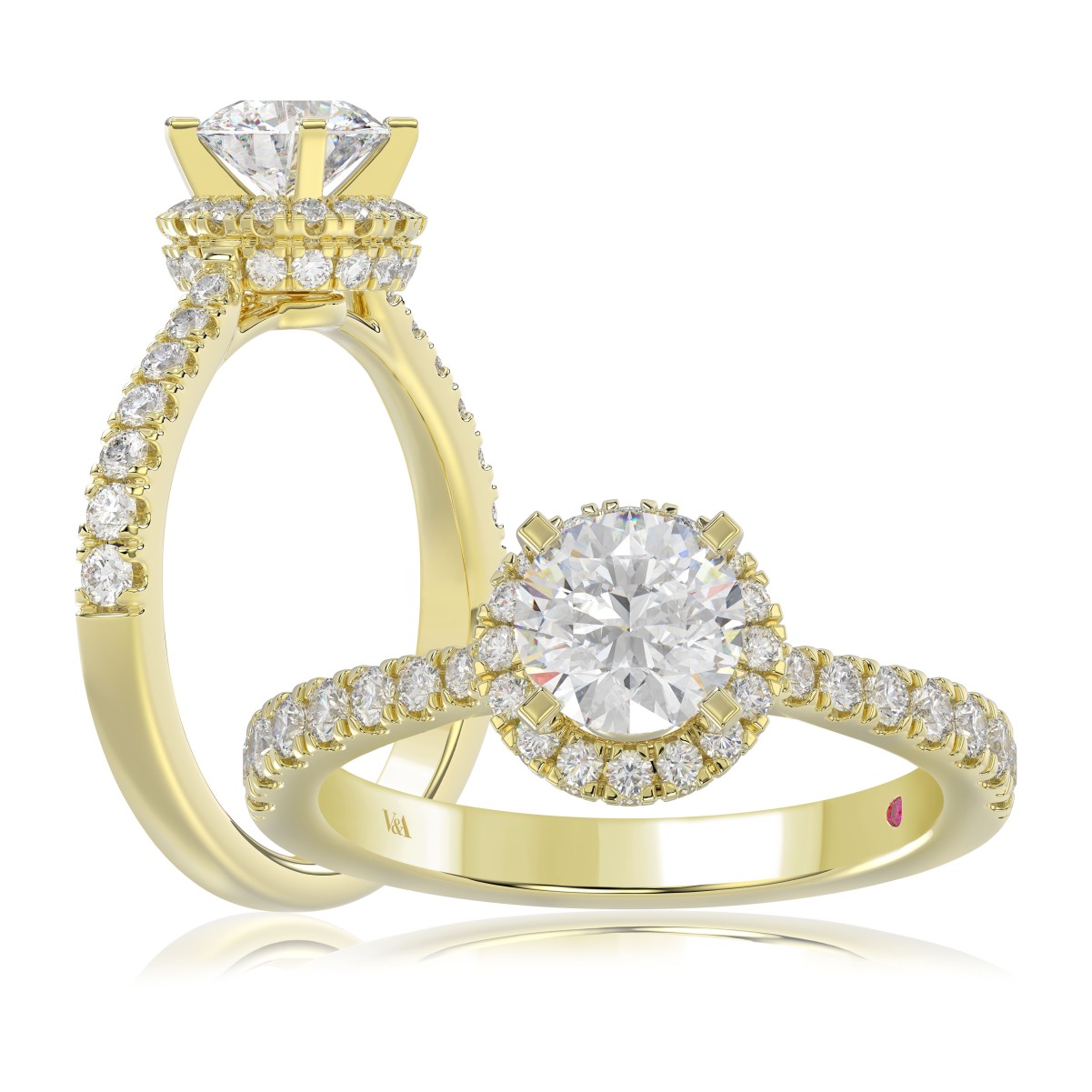 18K YELLOW GOLD 1/2CT ROUND DIAMOND LADIES SEMI MOUNT RING(CENTER STONE MOUNT ROUND DIAMOND 1CT)