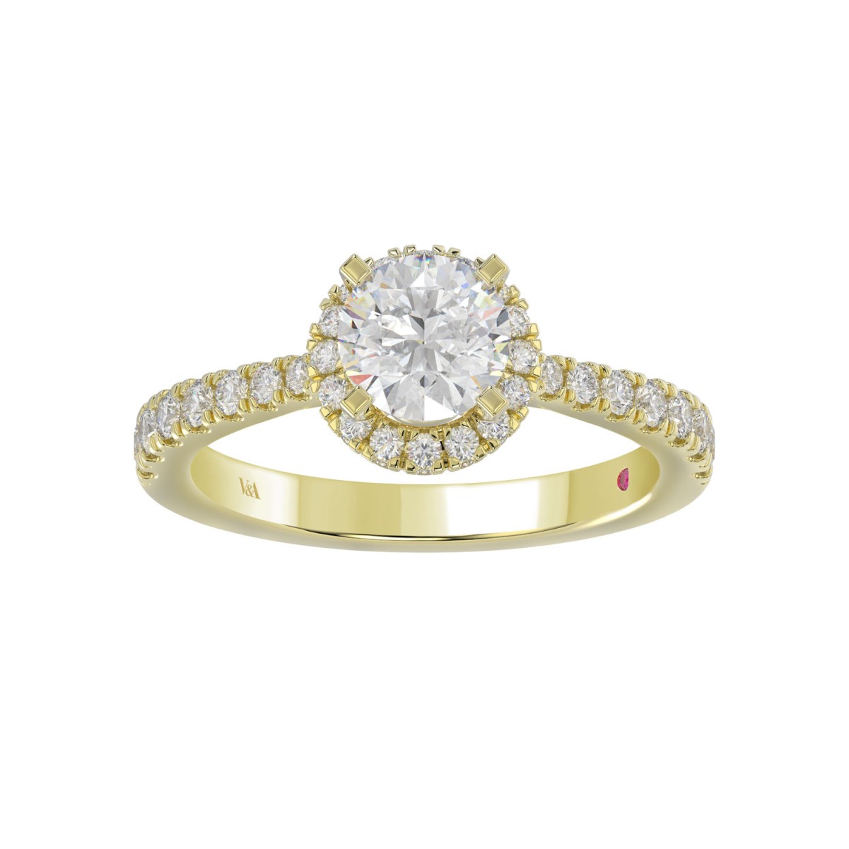 18K YELLOW GOLD 1/2CT ROUND DIAMOND LADIES SEMI MOUNT RING(CENTER STONE MOUNT ROUND DIAMOND 1CT)