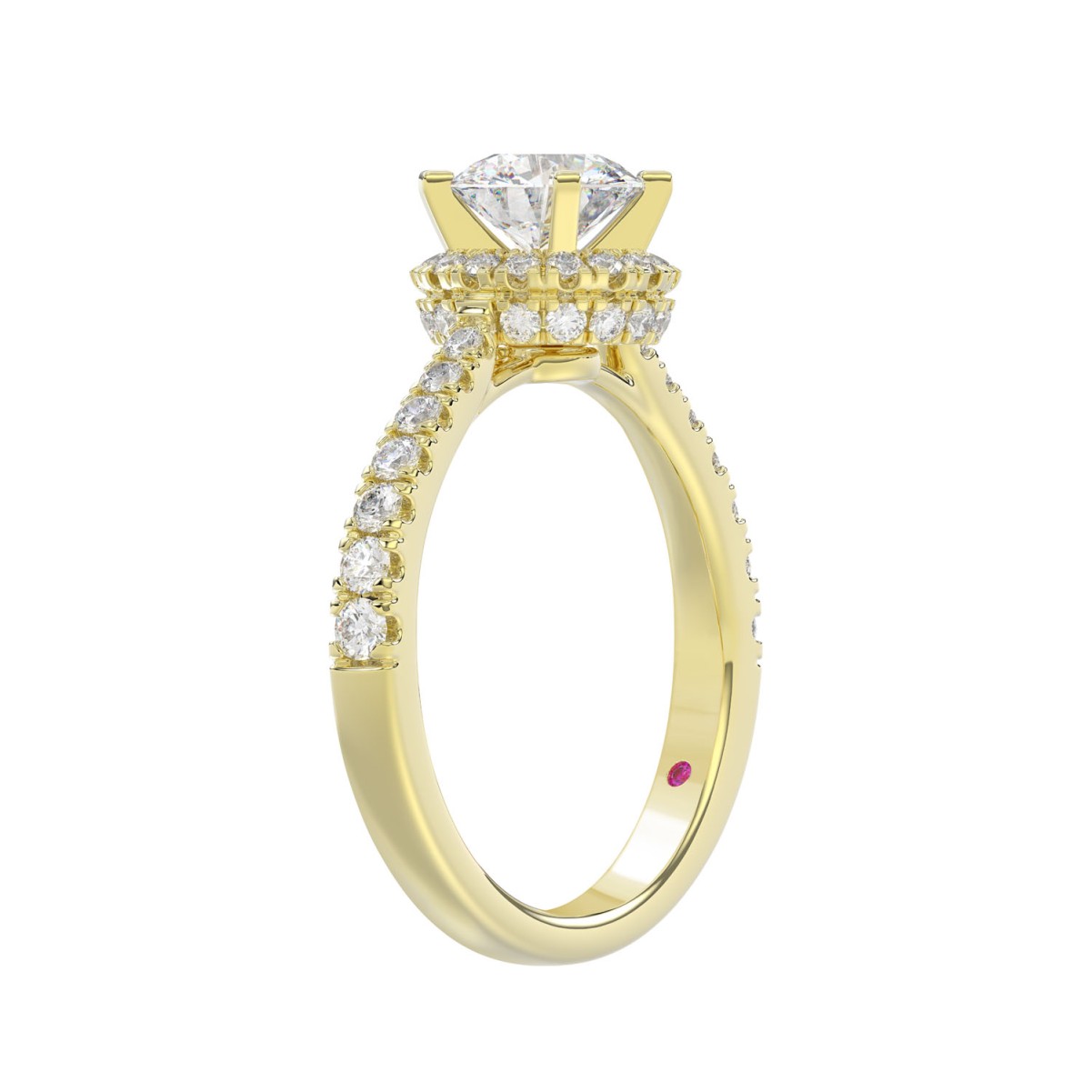 18K YELLOW GOLD 1/2CT ROUND DIAMOND LADIES SEMI MOUNT RING(CENTER STONE MOUNT ROUND DIAMOND 1CT)