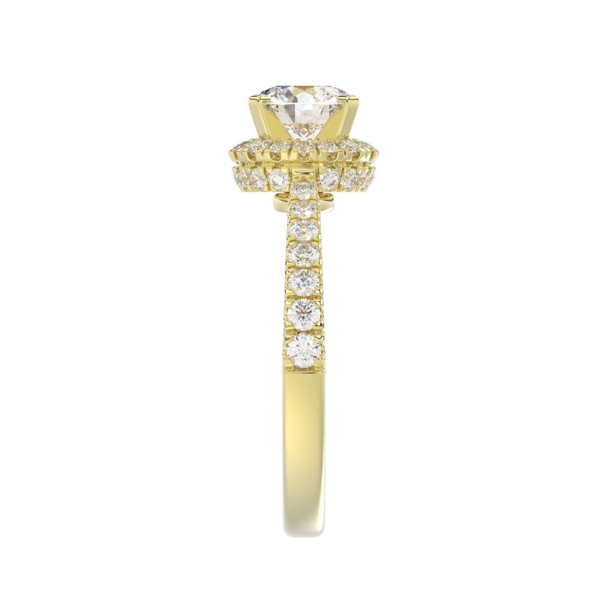 18K YELLOW GOLD 1/2CT ROUND DIAMOND LADIES SEMI MOUNT RING(CENTER STONE MOUNT ROUND DIAMOND 1CT)