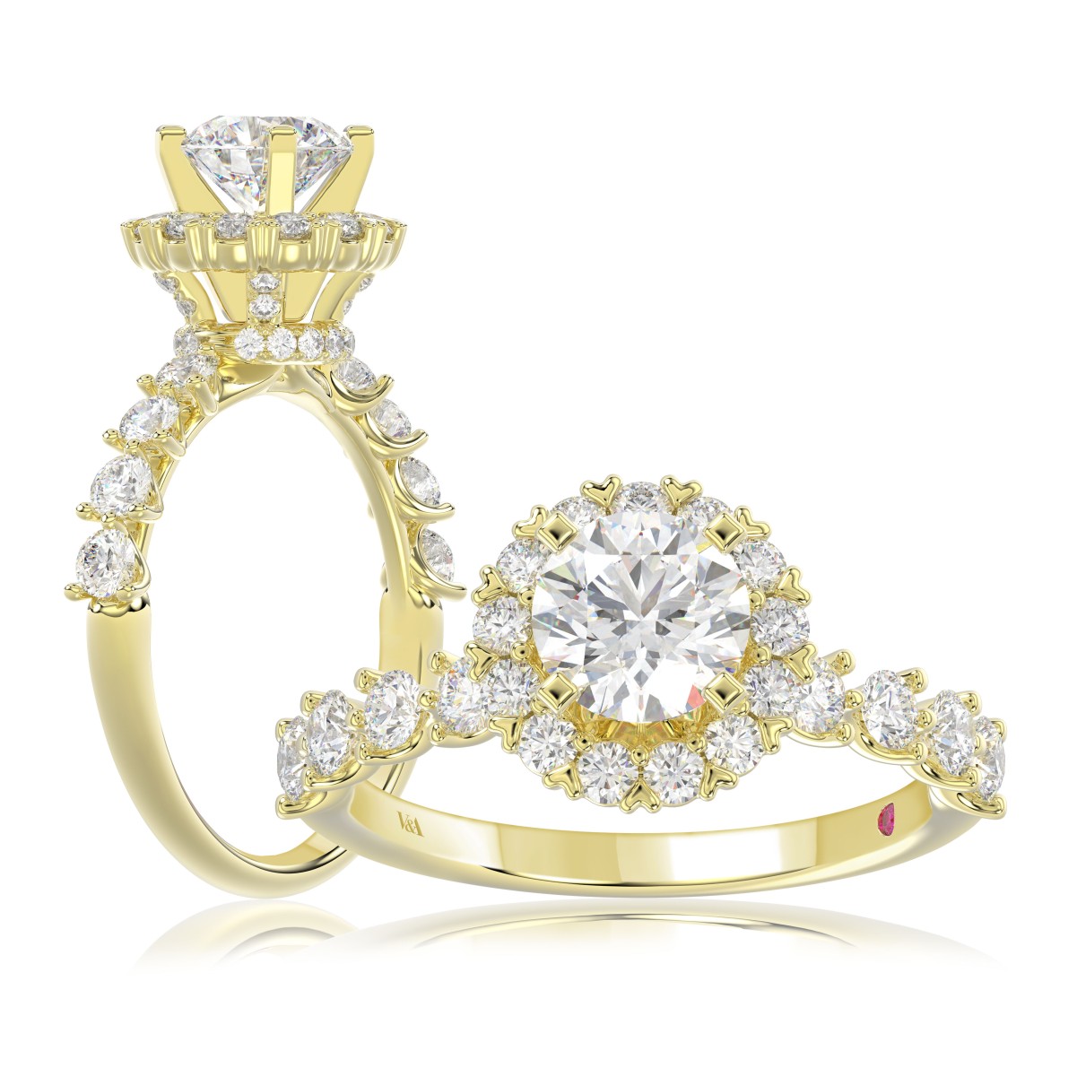 18K YELLOW GOLD 1CT ROUND DIAMOND LADIES SEMI MOUNT RING(CENTER STONE MOUNT ROUND DIAMOND 1CT)