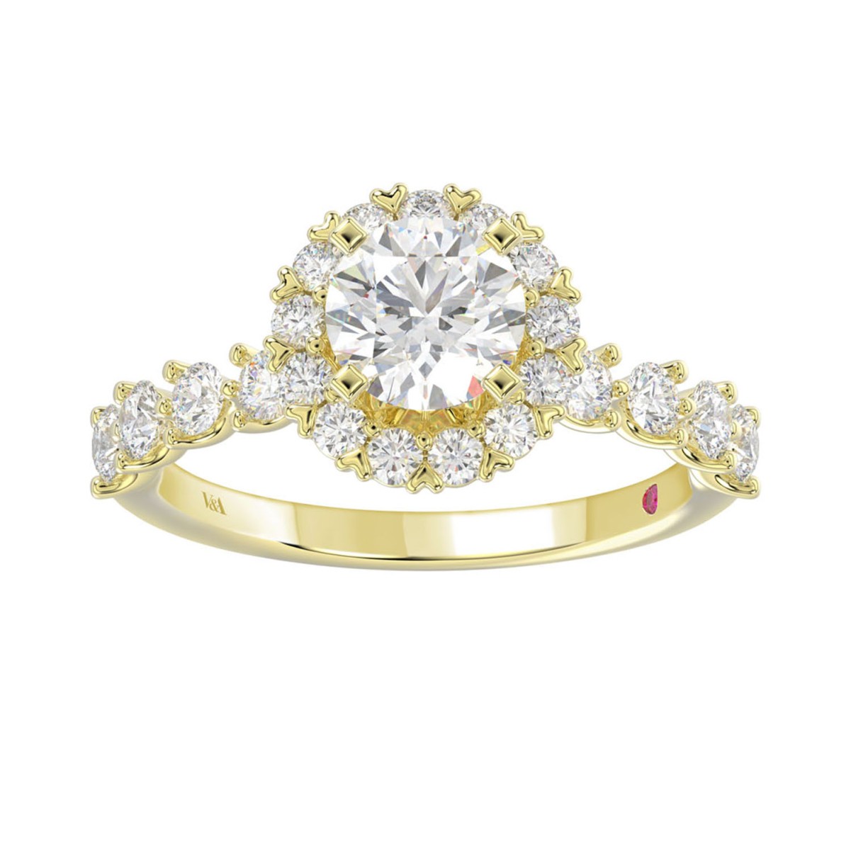 18K YELLOW GOLD 1CT ROUND DIAMOND LADIES SEMI MOUNT RING(CENTER STONE MOUNT ROUND DIAMOND 1CT)