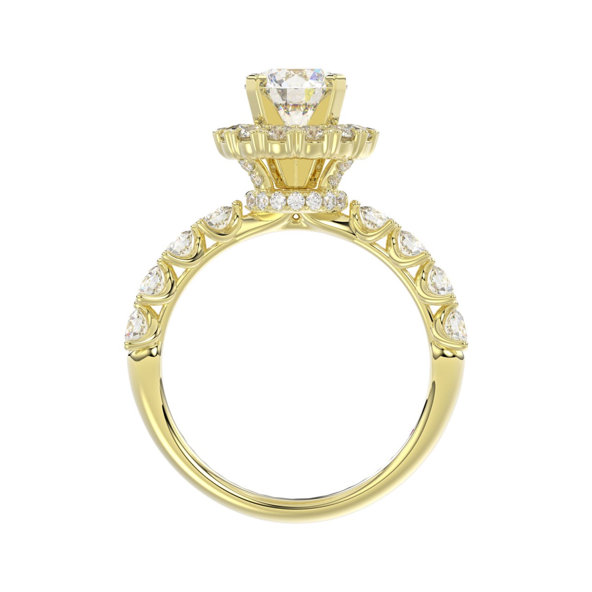 18K YELLOW GOLD 1CT ROUND DIAMOND LADIES SEMI MOUNT RING(CENTER STONE MOUNT ROUND DIAMOND 1CT)