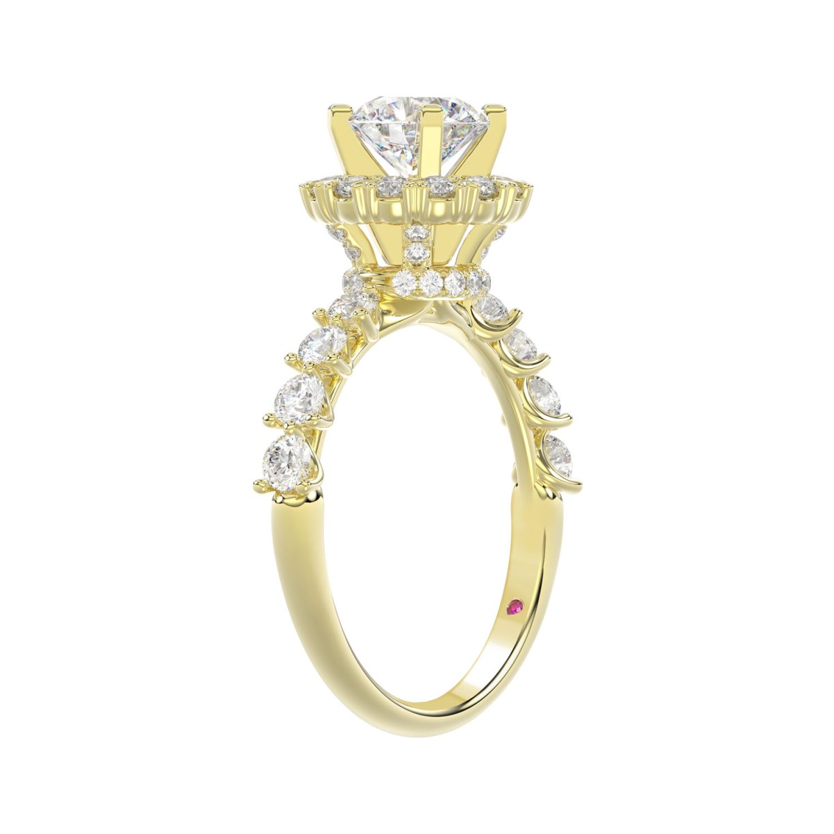 18K YELLOW GOLD 1CT ROUND DIAMOND LADIES SEMI MOUNT RING(CENTER STONE MOUNT ROUND DIAMOND 1CT)