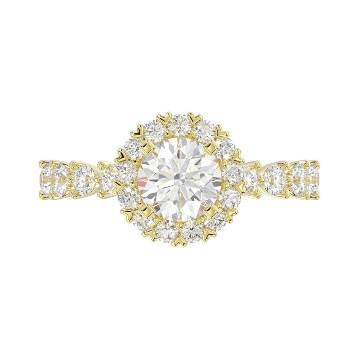 18K YELLOW GOLD 1CT ROUND DIAMOND LADIES SEMI MOUNT RING(CENTER STONE MOUNT ROUND DIAMOND 1CT)