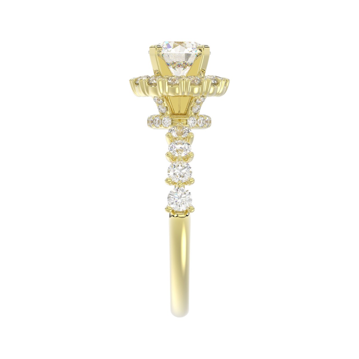 18K YELLOW GOLD 1CT ROUND DIAMOND LADIES SEMI MOUNT RING(CENTER STONE MOUNT ROUND DIAMOND 1CT)