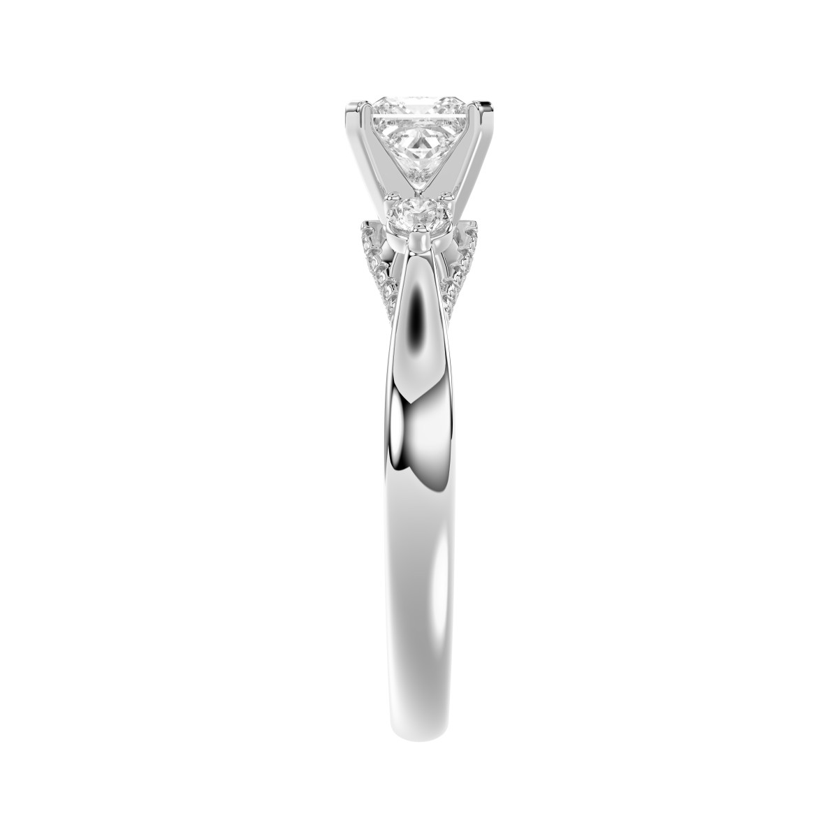 18K WHITE GOLD 1/4CT ROUND/PRINCES DIAMOND LADIES RING (CENTER STONE PRINCES DIAMOND 3/4CT)