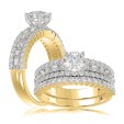 18K YELLOW GOLD 1 1/2CT ROUND/BAGUETTE DIAMOND LADIES RING (CENTER STONE ROUND DIAMOND 7/8CT)