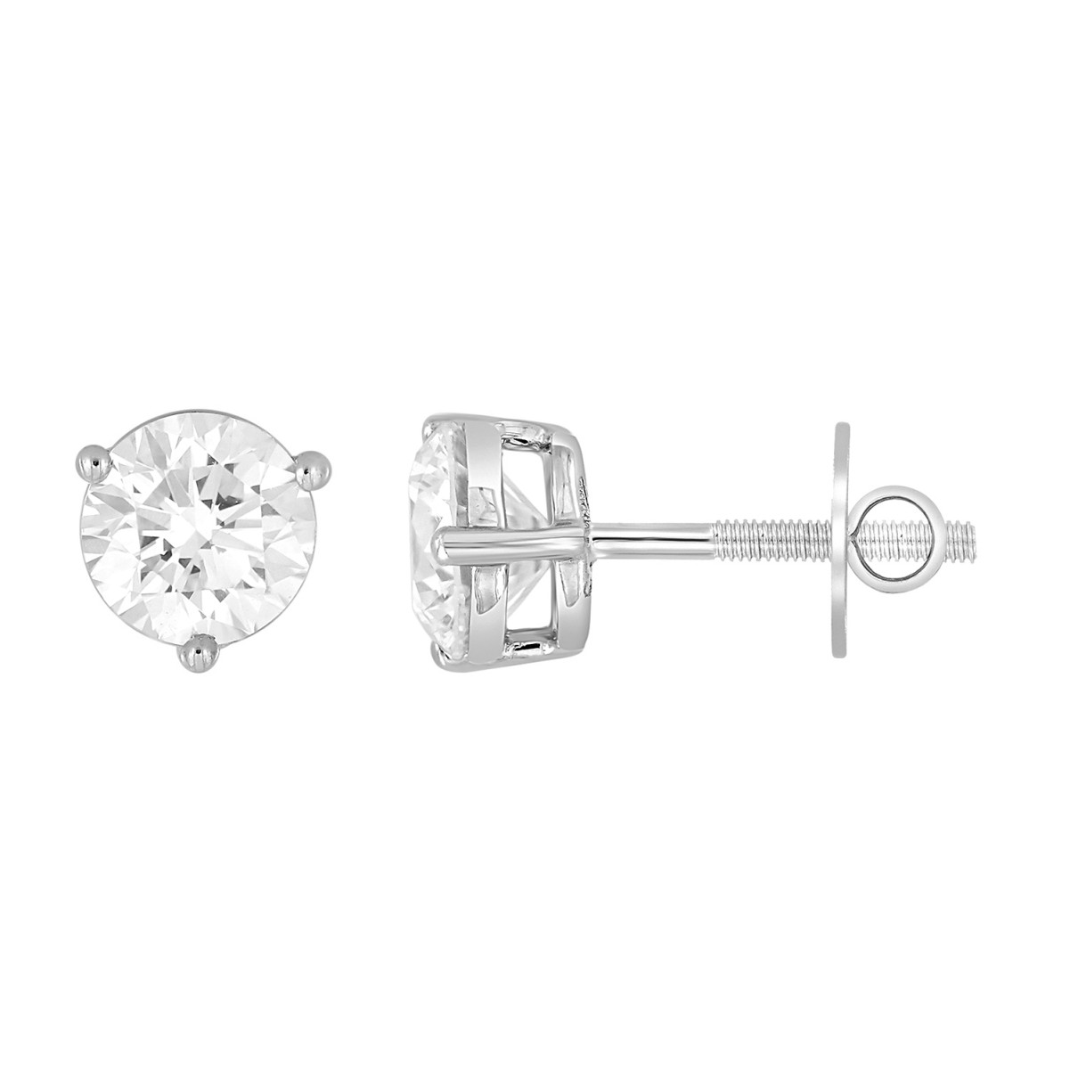 14K WHITE GOLD 1/2CT ROUND DIAMOND LADIES SOLITAIRE EARRINGS 