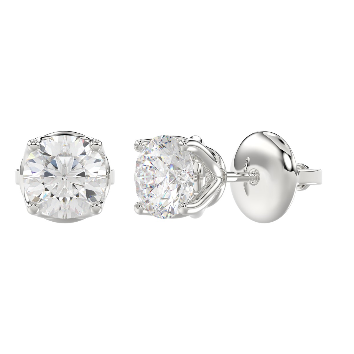 14K WHITE GOLD 1/2CT ROUND DIAMOND LADIES SOLITAIRE EARRINGS 