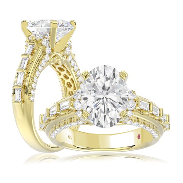 18K YELLOW GOLD 3 3/4CT ROUND/BAGUETTE/OVAL DIAMON...