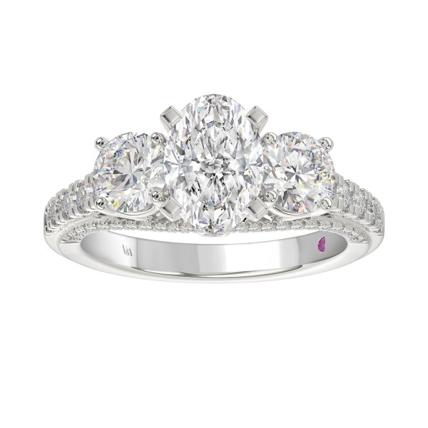 18K WHITE GOLD 3.00CT ROUND/OVAL DIAMOND LADIES RI...