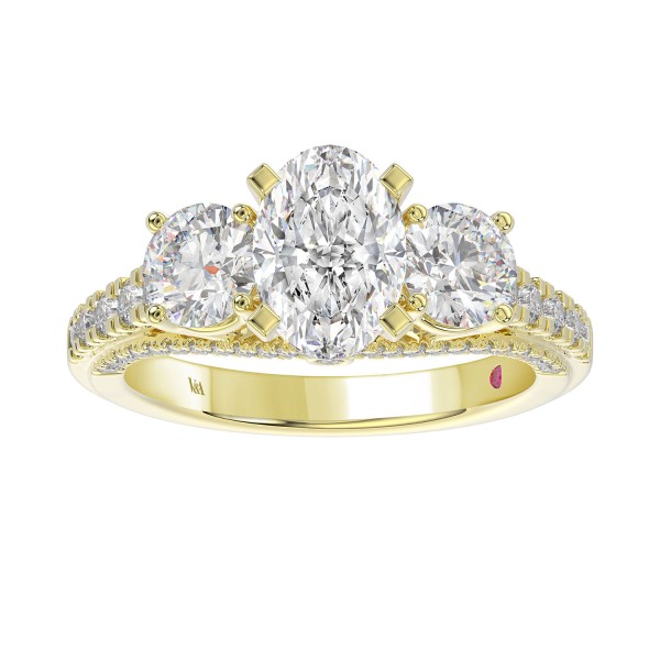 18K YELLOW  GOLD 3.00CT ROUND/OVAL DIAMOND LADIES ...