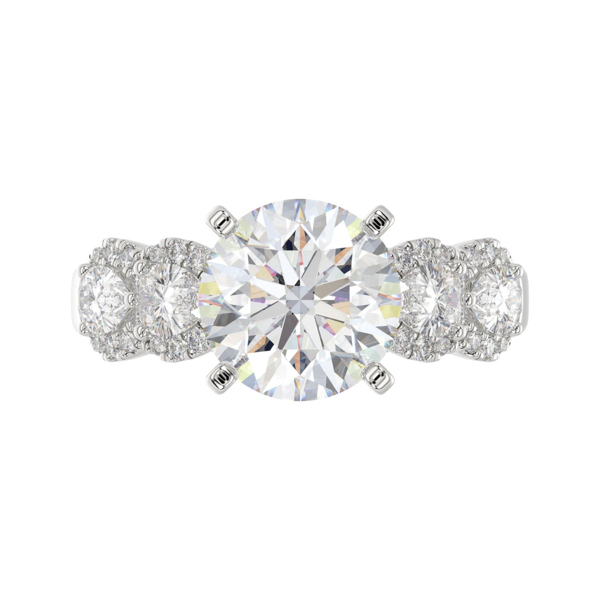 18 K WHITE GOLD 4CT ROUND/PEAR DIAMOND LADIES RING(CENTER STONE MOUNT ROUND DIAMOND 3CT)