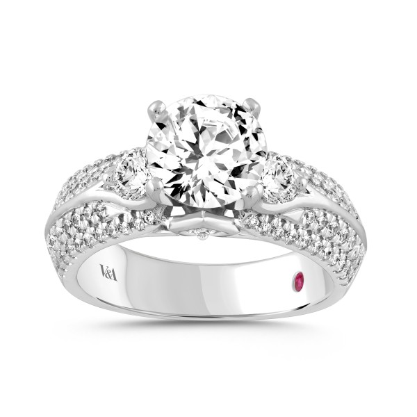 18K WHITE GOLD 2 3/4CT ROUND DIAMOND SEMI MOUNT LA...