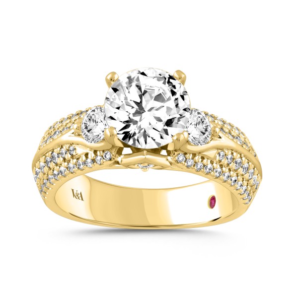 18K YELLOW GOLD 2 3/4CT ROUND DIAMOND SEMI MOUNT L...