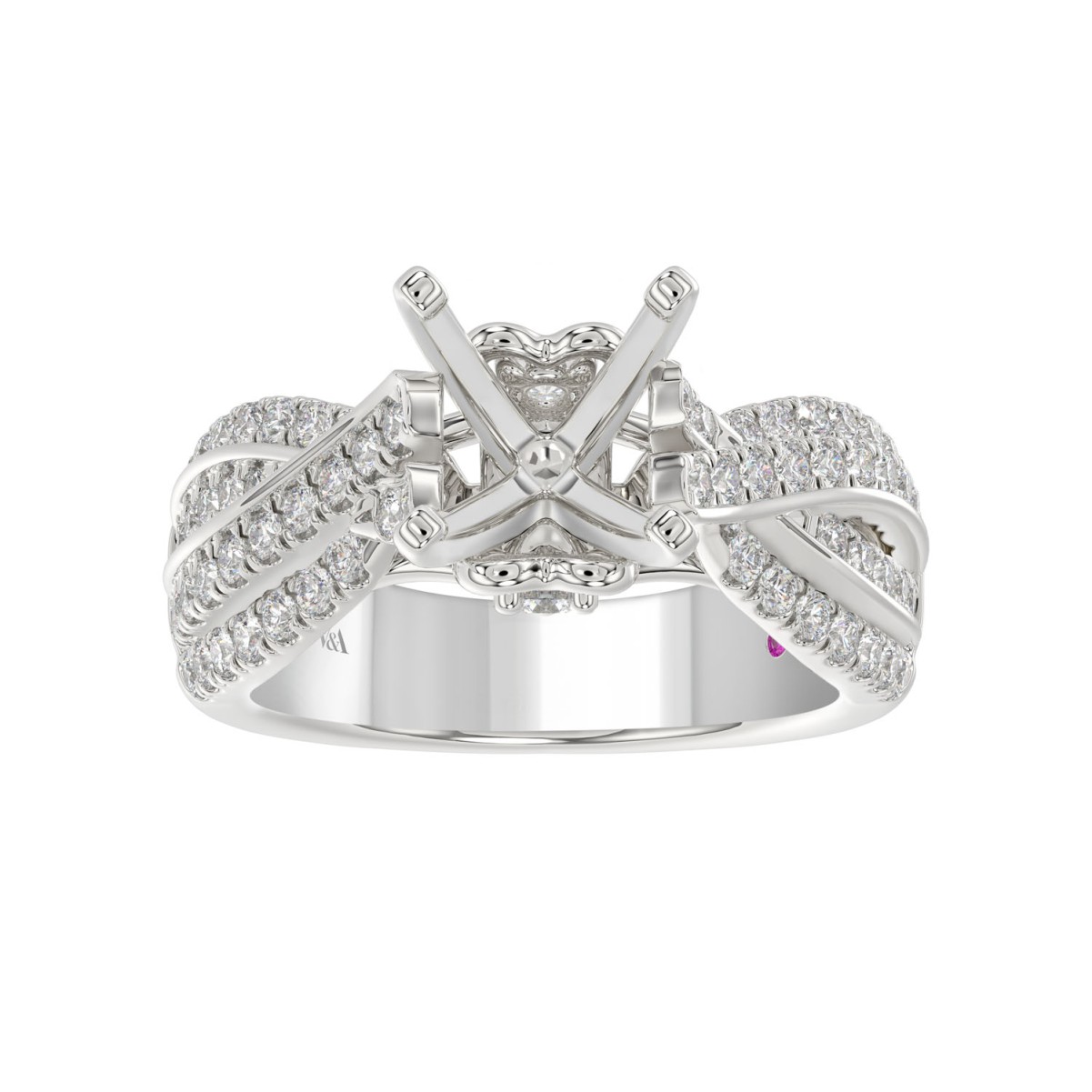 18K WHITE GOLD 3 3/4CT ROUND DIAMOND SEMI MOUNT LADIES RING (CENTER STONE ROUND DIAMOND 3.00CT)