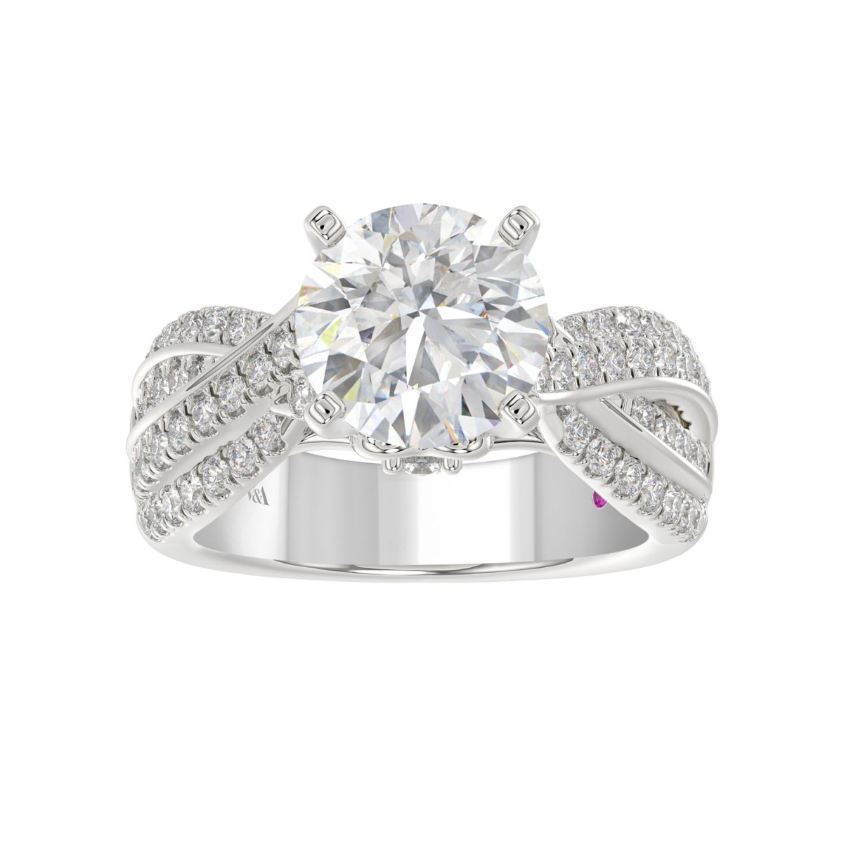 18K WHITE GOLD 3 3/4CT ROUND DIAMOND SEMI MOUNT LADIES RING (CENTER STONE ROUND DIAMOND 3.00CT)