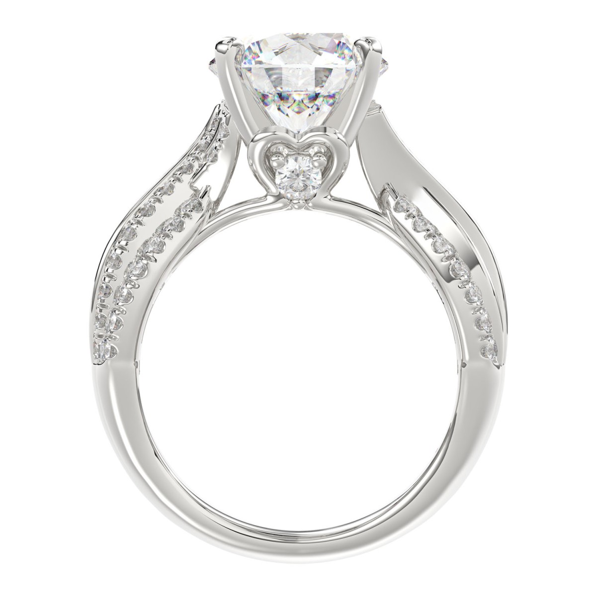 18K WHITE GOLD 3 3/4CT ROUND DIAMOND SEMI MOUNT LADIES RING (CENTER STONE ROUND DIAMOND 3.00CT)