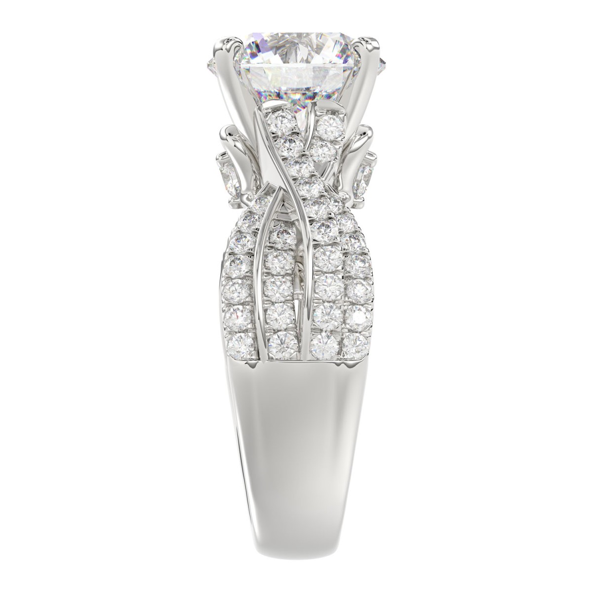 18K WHITE GOLD 3 3/4CT ROUND DIAMOND SEMI MOUNT LADIES RING (CENTER STONE ROUND DIAMOND 3.00CT)