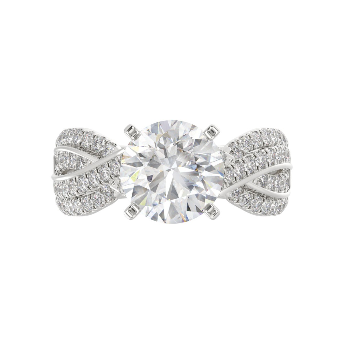 18K WHITE GOLD 3 3/4CT ROUND DIAMOND SEMI MOUNT LADIES RING (CENTER STONE ROUND DIAMOND 3.00CT)