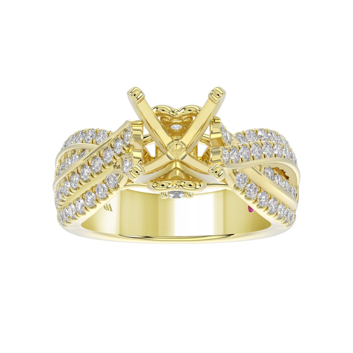 18K YELLOW GOLD 3 3/4CT ROUND DIAMOND SEMI MOUNT LADIES RING (CENTER STONE ROUND DIAMOND 3.00CT)