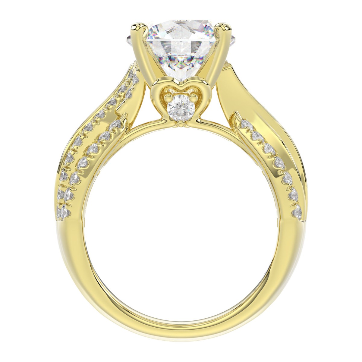 18K YELLOW GOLD 3 3/4CT ROUND DIAMOND SEMI MOUNT LADIES RING (CENTER STONE ROUND DIAMOND 3.00CT)