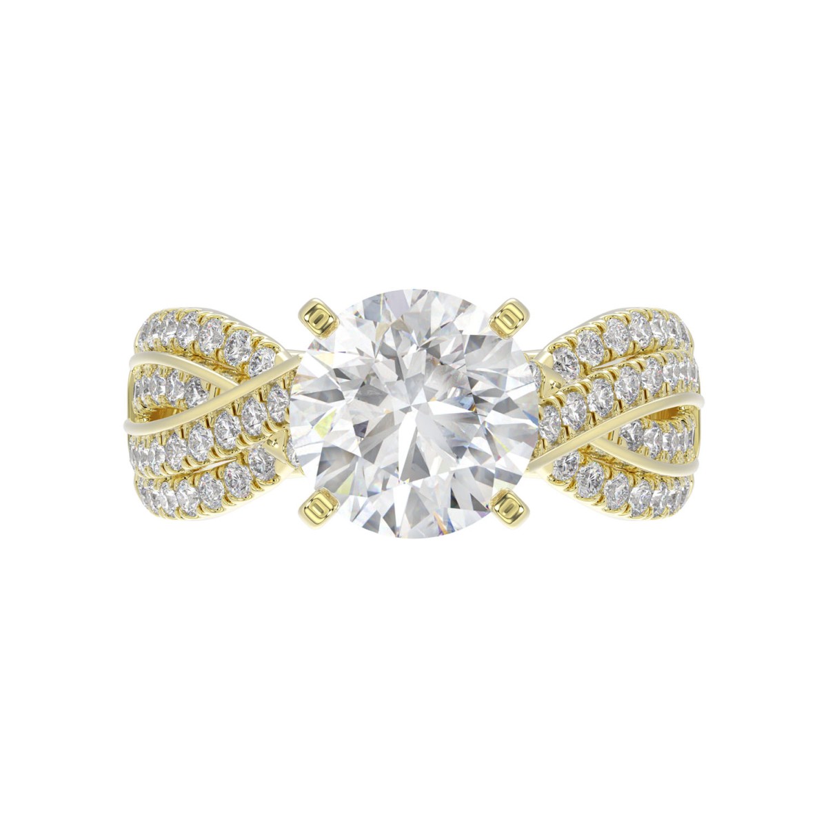 18K YELLOW GOLD 3 3/4CT ROUND DIAMOND SEMI MOUNT LADIES RING (CENTER STONE ROUND DIAMOND 3.00CT)