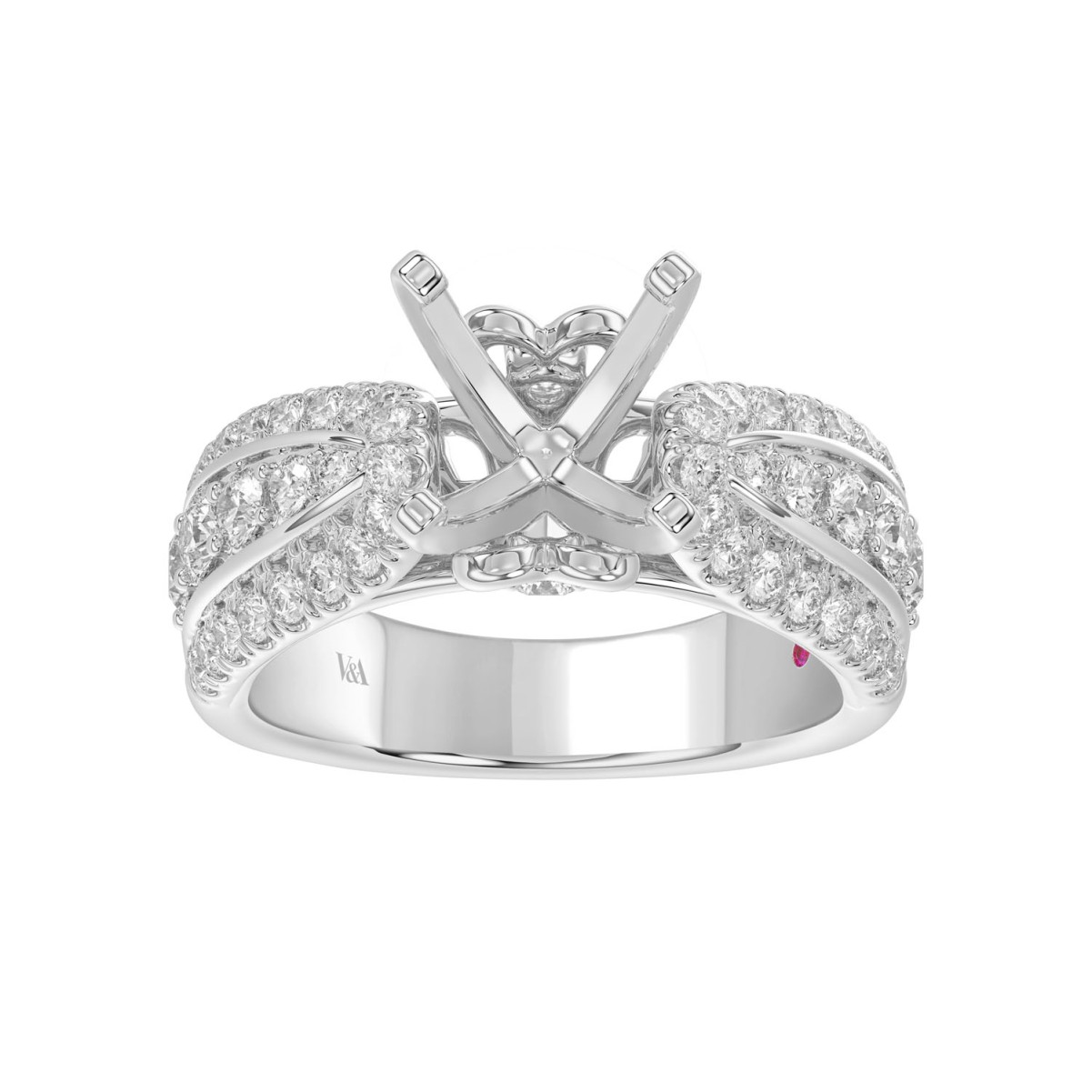 18K WHITE GOLD 4.00CT ROUND DIAMOND SEMI MOUNT LADIES RING (CENTER STONE ROUND DIAMOND 3.00CT)