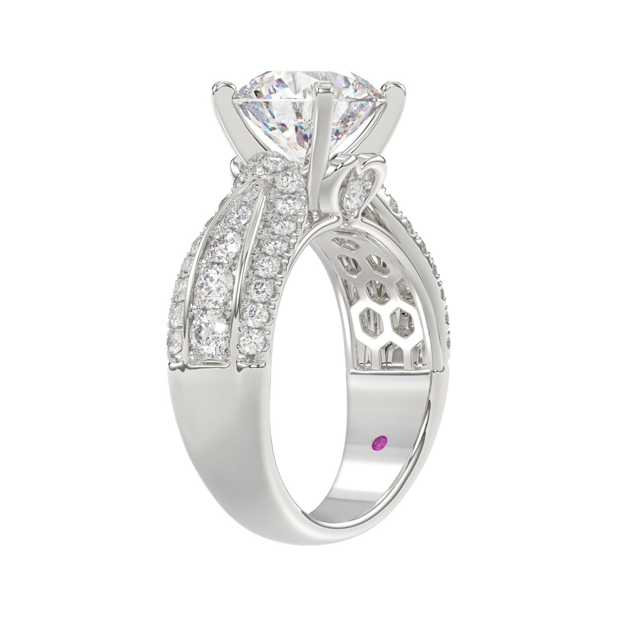 18K WHITE GOLD 4.00CT ROUND DIAMOND SEMI MOUNT LADIES RING (CENTER STONE ROUND DIAMOND 3.00CT)