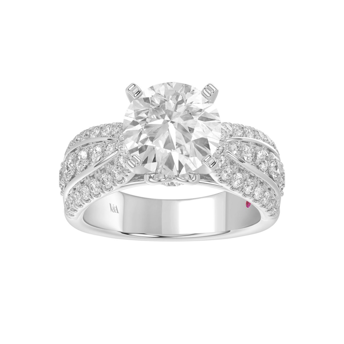 18K WHITE GOLD 4.00CT ROUND DIAMOND SEMI MOUNT LADIES RING (CENTER STONE ROUND DIAMOND 3.00CT)