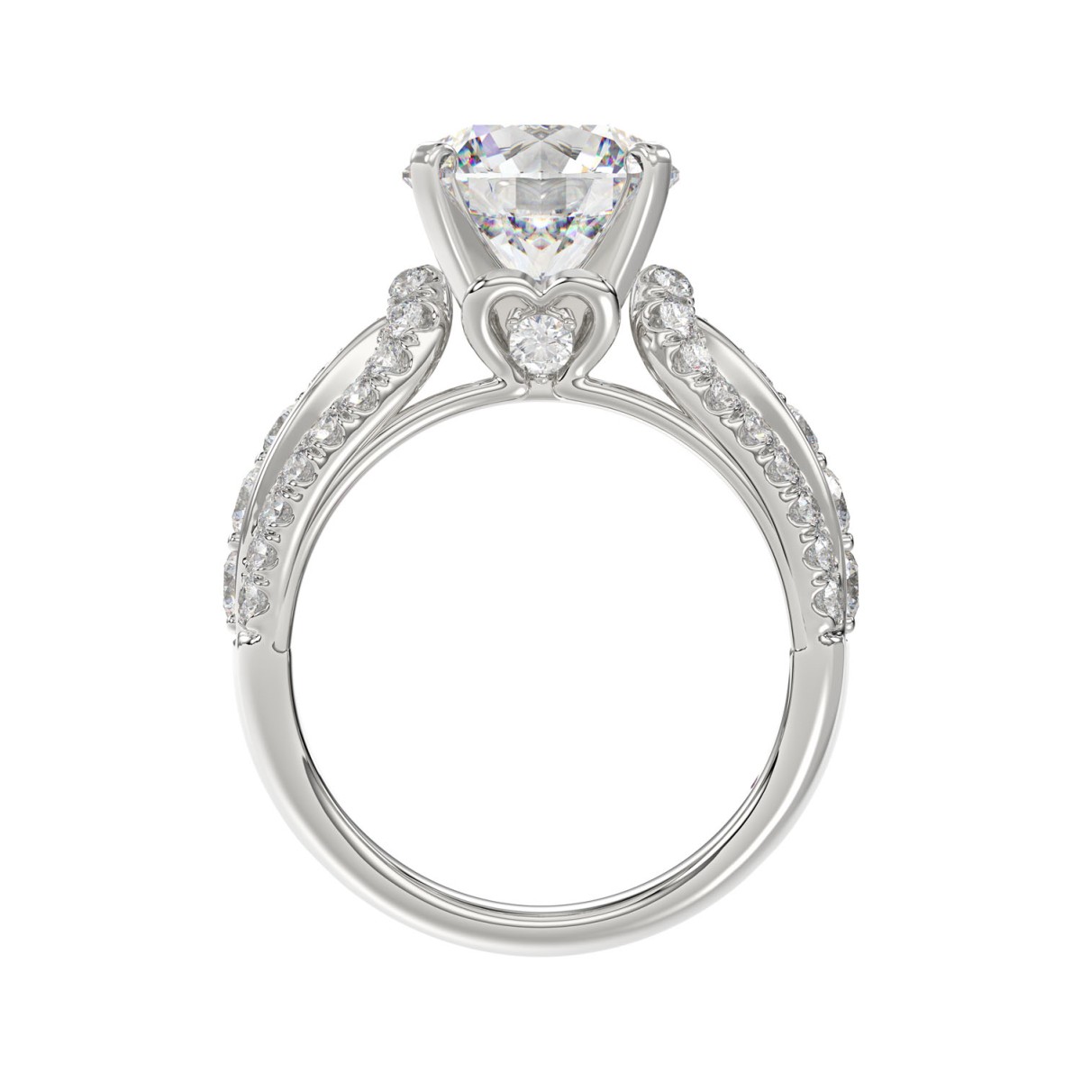 18K WHITE GOLD 4.00CT ROUND DIAMOND SEMI MOUNT LADIES RING (CENTER STONE ROUND DIAMOND 3.00CT)