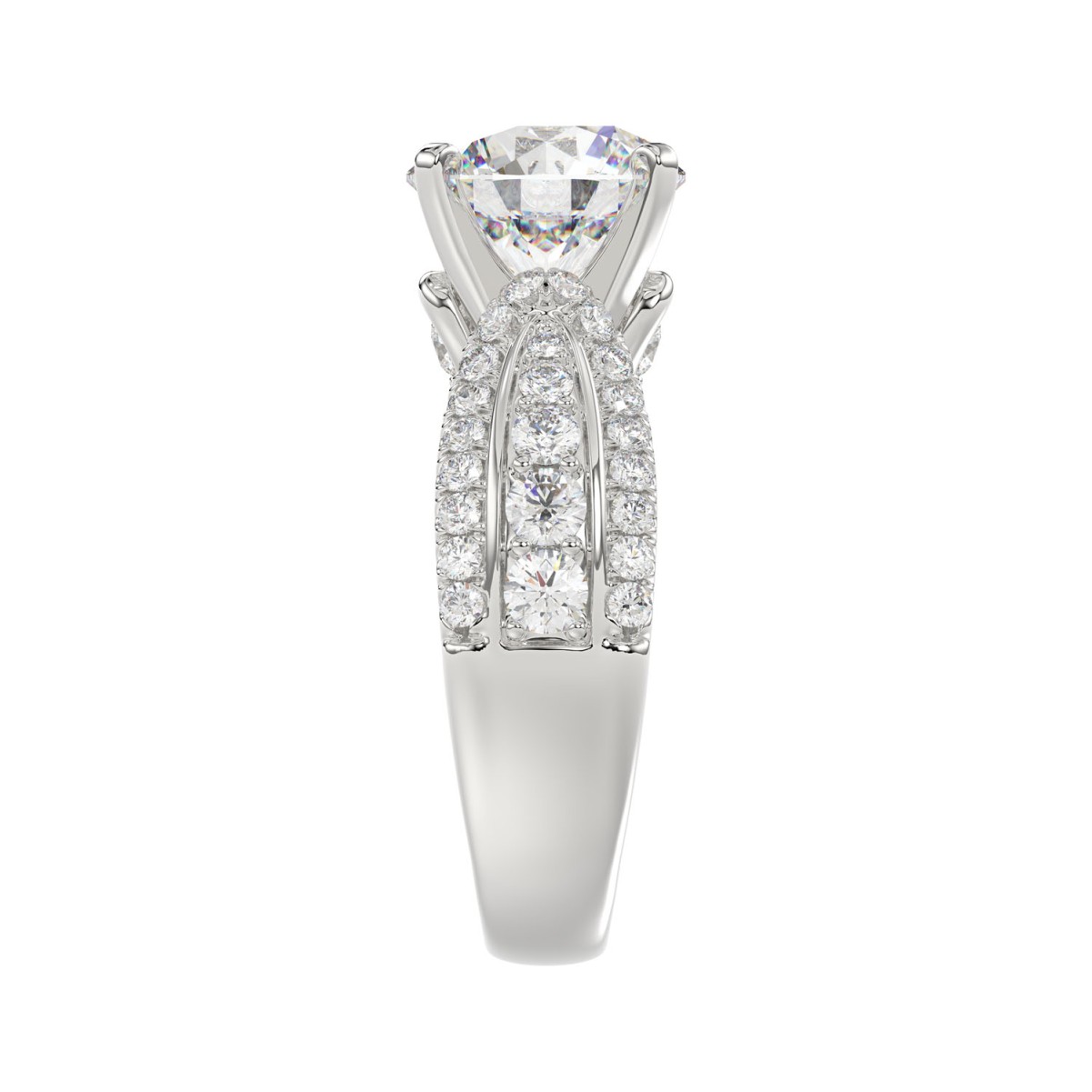 18K WHITE GOLD 4.00CT ROUND DIAMOND SEMI MOUNT LADIES RING (CENTER STONE ROUND DIAMOND 3.00CT)