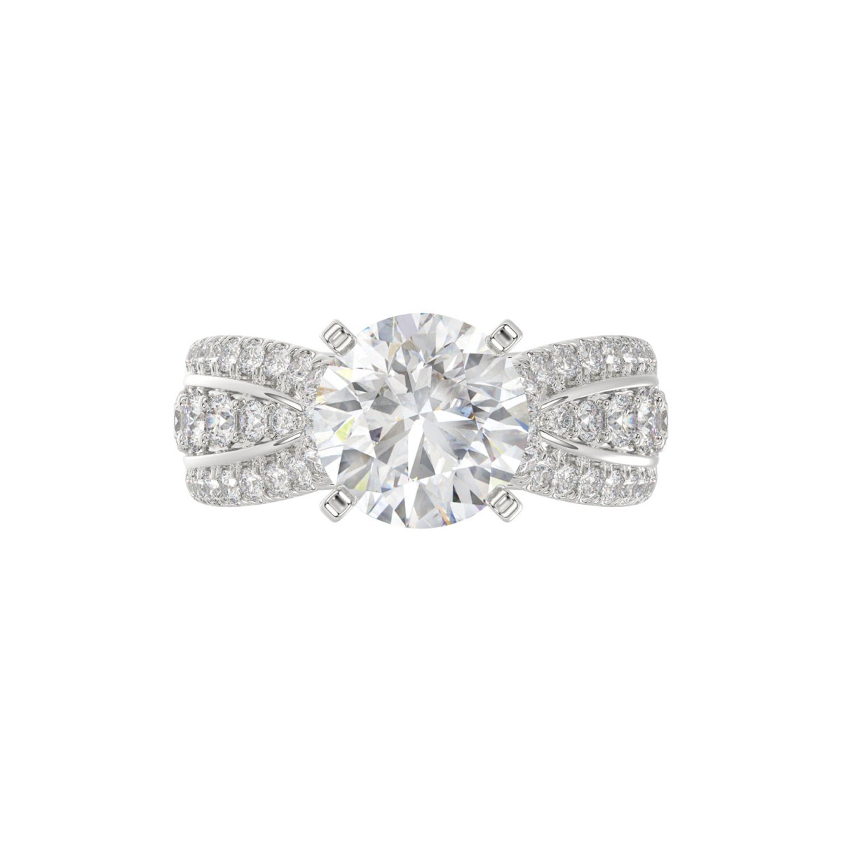 18K WHITE GOLD 4.00CT ROUND DIAMOND SEMI MOUNT LADIES RING (CENTER STONE ROUND DIAMOND 3.00CT)