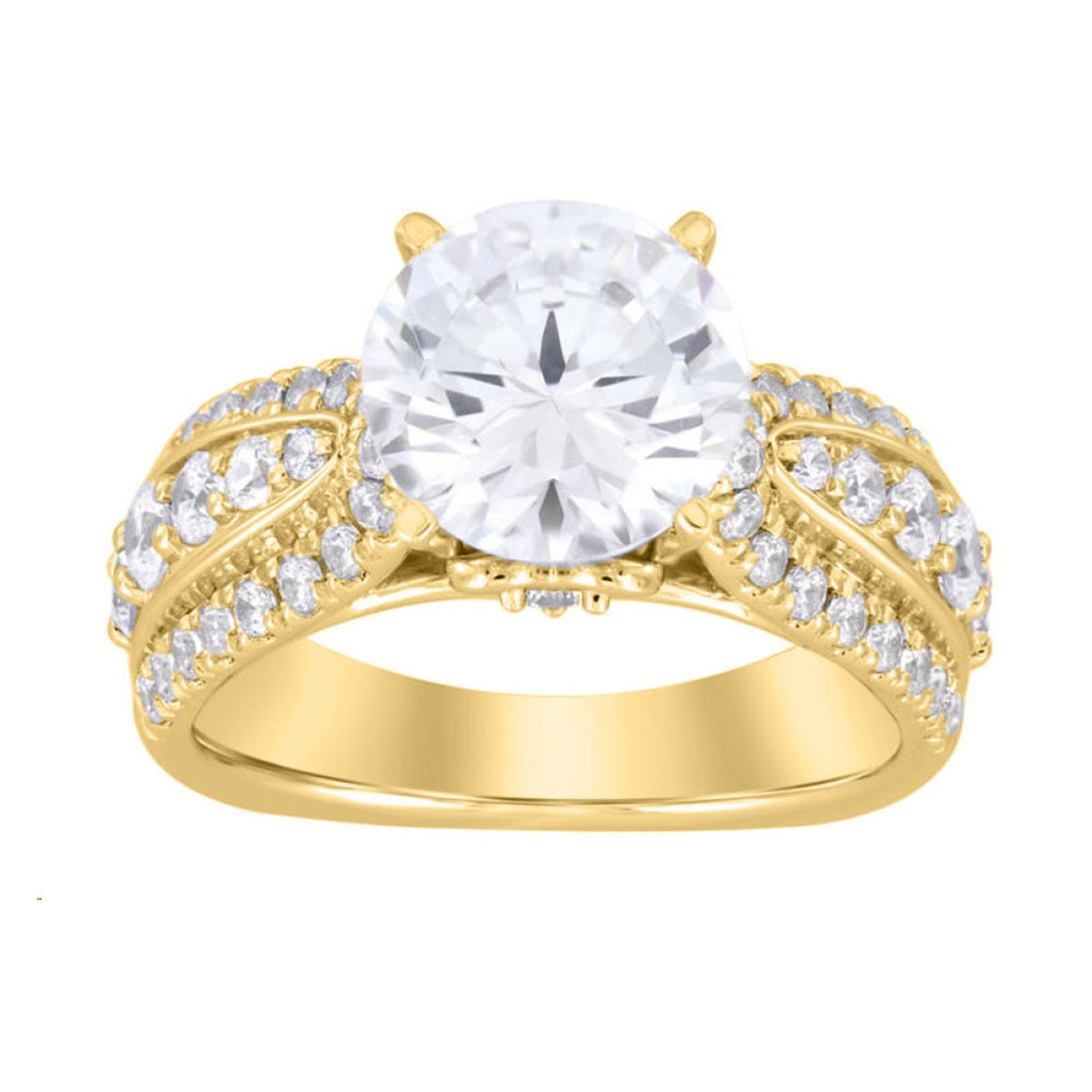 18K YELLOW GOLD 4.00CT ROUND DIAMOND SEMI MOUNT LADIES RING (CENTER STONE ROUND DIAMOND 3.00CT)