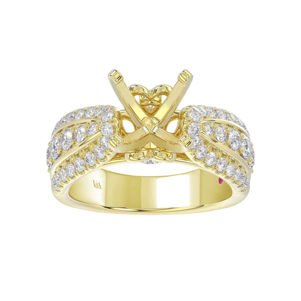 18K YELLOW GOLD 4.00CT ROUND DIAMOND SEMI MOUNT LADIES RING (CENTER STONE ROUND DIAMOND 3.00CT)